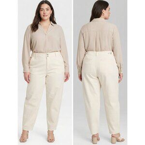 Ava & Viv Plus Size 20 High Rise Trouser Pants Cream Curvy Stretch Tapered NWT